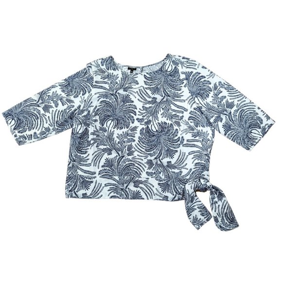 Talbots Tops - Talbot's Women's 3/4 Sleeve Blue & White Tropical Print Blouse - Size 22W EUC